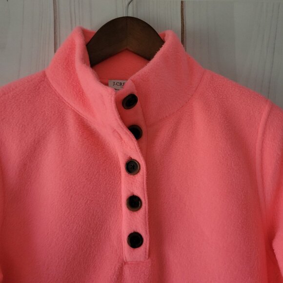 J Crew Fleece Sherpa Neon Pink Tortoise Button Pullover Sweater, Women’s S, Soft - Picture 3 of 8